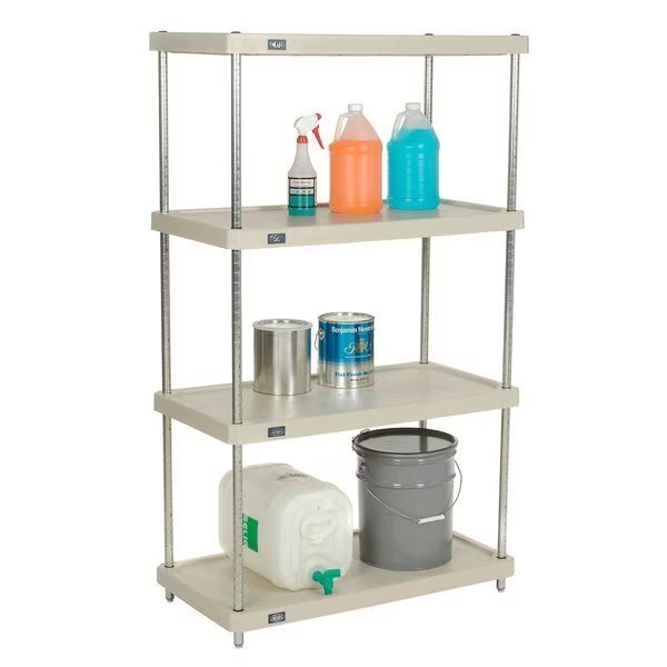Plastic, 4 Tier, Solid Shelving Unit, Nexelon Posts, 36W x 18D x 63H, Nexel, Mfr#: 18366NSP